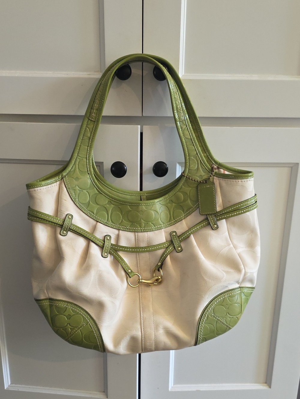 Coach Super Rare Humongus Embossed Trim And Jacqard Belted Ergo - Picture 6 of 9